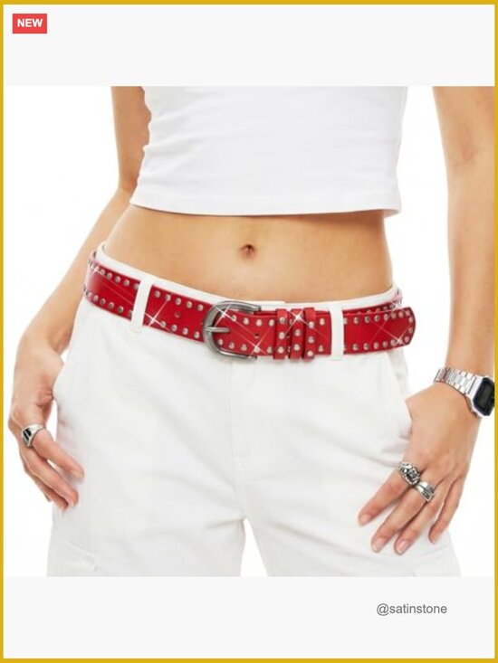 Rivet Leather Belt Vintage Wide Western Studded Waist Belt for Women main image 6